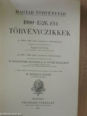 1000-1526. évi törvényczikkek