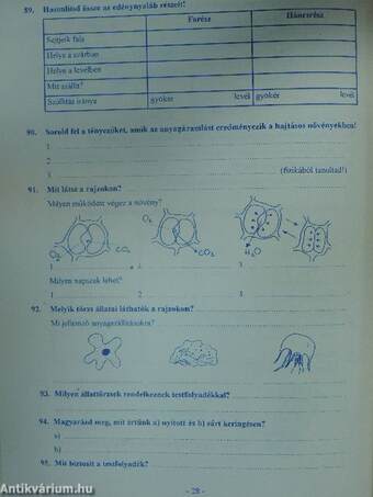 Házi feladat biológiából 7. osztályosoknak