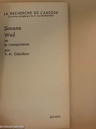 Simone Weil ou la transparence