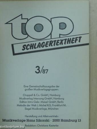 Top Schlagertextheft 3/87