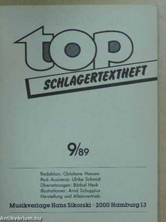 Top Schlagertextheft 9/89