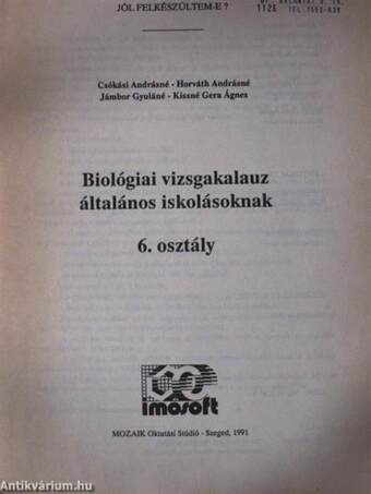 Biológiai vizsgakalauz általános iskolásoknak 6.