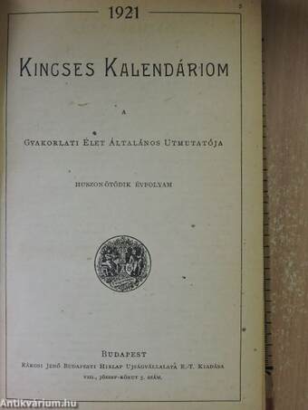 Kincses Kalendáriom 1921