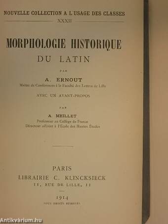 Morphologie Historique du Latin