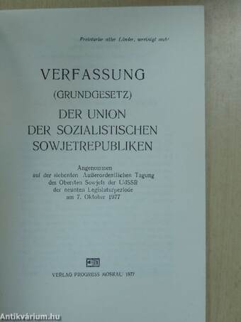 Verfassung (Grundgesetz) der Union der Sozialistischen Sowjetrepubliken