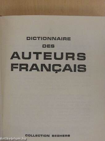 Dictionnaire des Auteurs Francais