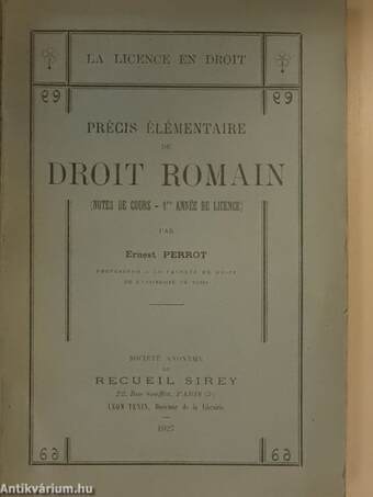 Précis élémentaire de Droit Romain