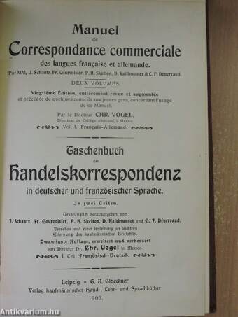 Taschenbuch der Handelskorrespondenz in deutscher und französischer Sprache II/1-2.