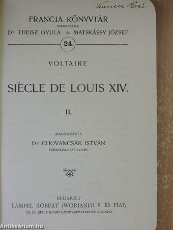 Siécle de Louis XIV. II. (töredék)