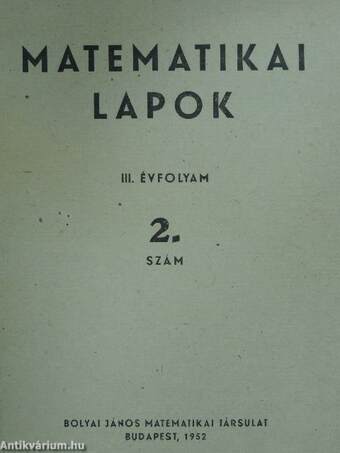 Matematikai Lapok 1952/2.