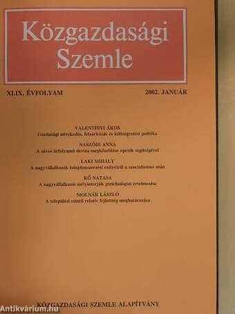 Közgazdasági Szemle 2002. január-december I-II.