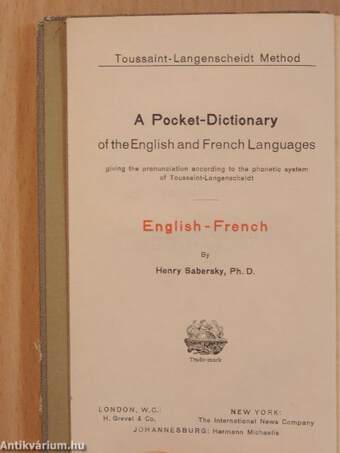 A Pocket-Dictionary of the English and French Languages/Dictionnaire de Poche Anglais-Francais