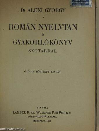 Román nyelvtan és gyakorlókönyv