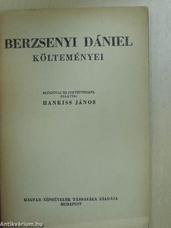 Berzsenyi Dániel költeményei