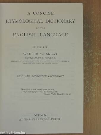 A Concise Etymological Dictionary of the English Language