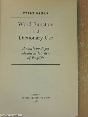 Word Function and Dictionary Use