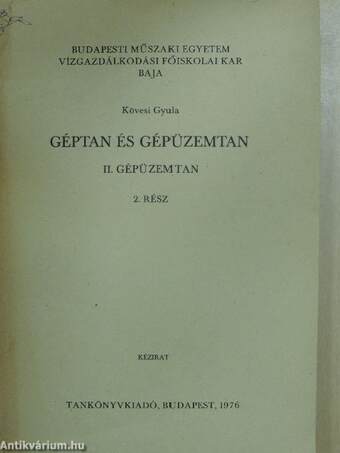 Géptan és gépüzemtan II/2.