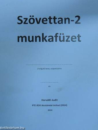 Szövettan-2 munkafüzet