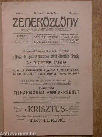 Zeneközlöny 1907. április 4.