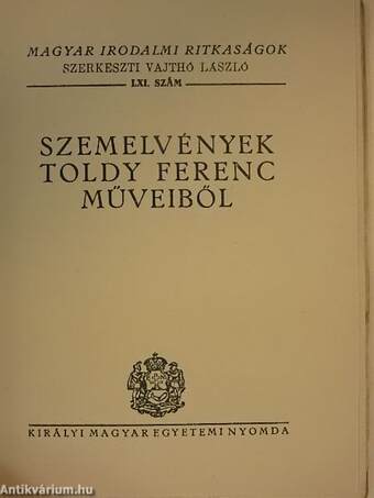 Szemelvények Toldy Ferenc műveiből