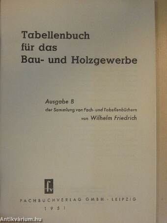 Tabellenbuch für das Bau- und Holzgewerbe