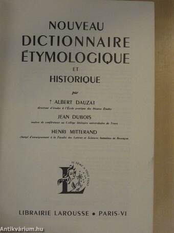 Nouveau Dictionnaire Étymologique et Historique