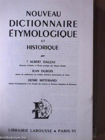 Nouveau Dictionnaire Étymologique et Historique