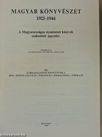 Magyar könyvészet 1921-1944 III.