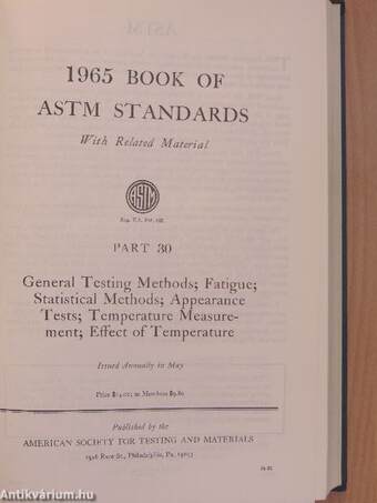 1965 Book of ASTM Standards with Related Material 30.