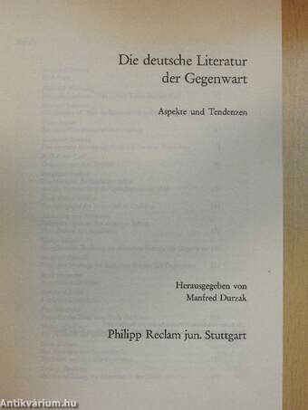 Die deutsche Literatur der Gegenwart