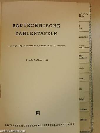 Bautechnische zahlentafeln