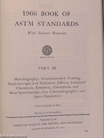 1966 Book of ASTM Standards with Related Material 31