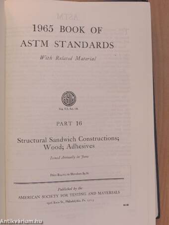 1965 Book of ASTM Standards with Related Material 16.