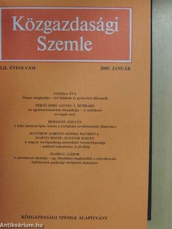 Közgazdasági Szemle 2005. január-december I-II.