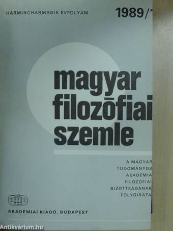 Magyar Filozófiai Szemle 1989/1-6.