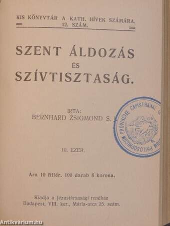 A szeszesital átka/Az isteni gondviselés/Levelek egy Mária-leányhoz I-II./Szent áldozás és szívtisztaság/Ne mentegesd magad/Jézus szívének nagy igérete/A negyedik parancs/Egyház és demokrácia/Szent Ferenc legendák