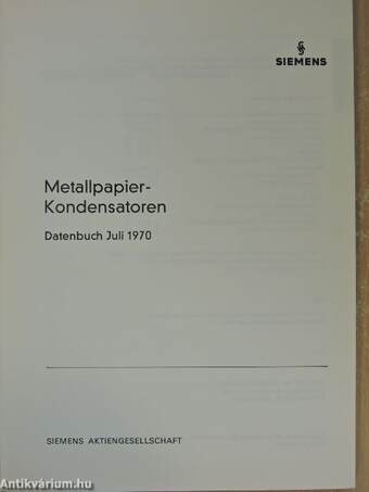 Metallpapier-Kondensatoren 1970