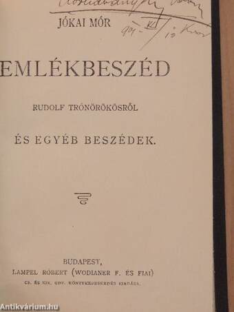 Jellemképek a magyar zenevilágból/Emlékbeszéd Rudolf trónörökösről és egyéb beszédek/Csokonai/Demosthenes philippikái