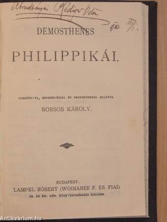 Jellemképek a magyar zenevilágból/Emlékbeszéd Rudolf trónörökösről és egyéb beszédek/Csokonai/Demosthenes philippikái