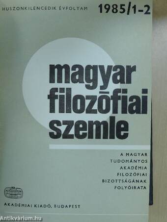 Magyar Filozófiai Szemle 1985/1-6.
