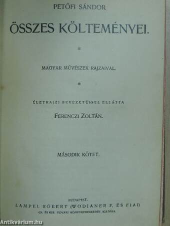 Petőfi Sándor összes költeményei II. (töredék)