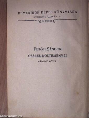 Petőfi Sándor összes költeményei II. (töredék)