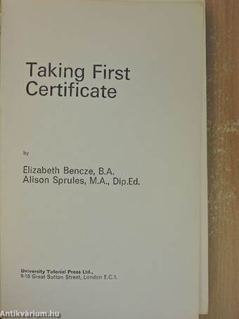 Taking First Certificate