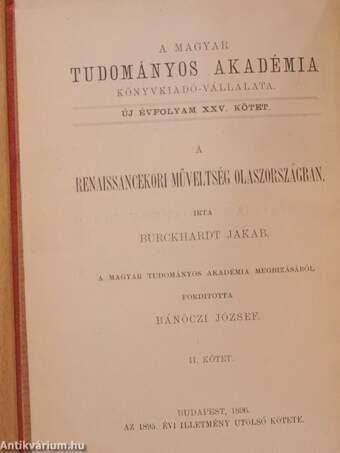 A renaissancekori műveltség Olaszországban II. (töredék)