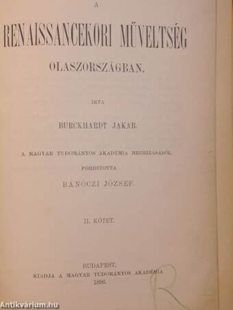 A renaissancekori műveltség Olaszországban II. (töredék)