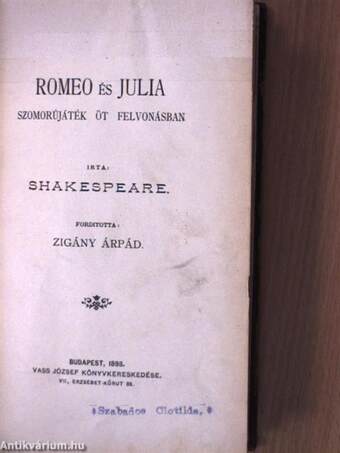 Romeo és Julia/Lear király/A velencei kalmár/Hamlet dán királyfi