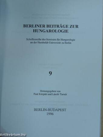 Berliner Beiträge zur Hungarologie 9.