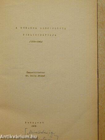 A burzsoá szociológia bibliográfiája 1959-1969