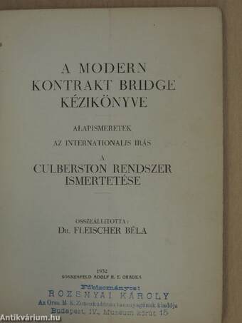 A modern kontrakt bridge kézikönyve