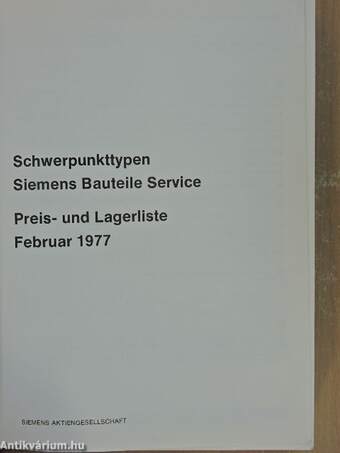 Schwerpunkttypen Siemens Bauteile Service